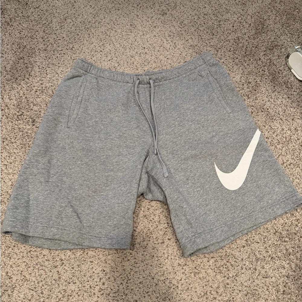 Nike Men's Athletic Gray Shorts with White Swoosh